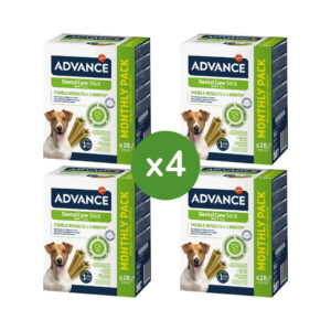 ADVANCE - Dental Care Stick Mini (4x360 gr) - Para Perros Adultos de Raza Mini de hasta 10 kg (28 sticks en cada caja)