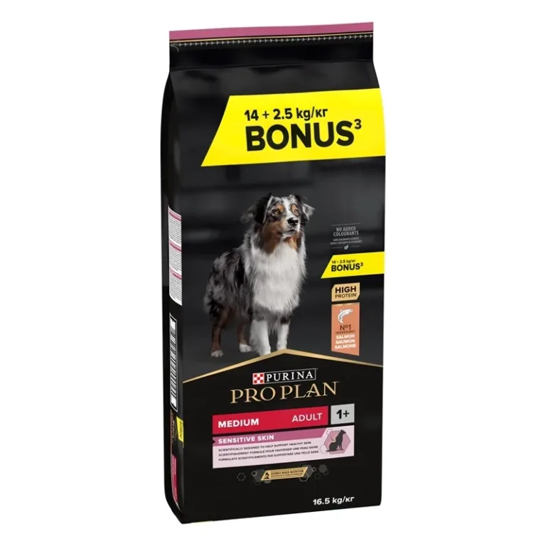 PRO PLAN Medium Adult Sensitive Skin (16,5 kg) - Pienso Seco para Perros Adultos de Raza Mediana con Salmón