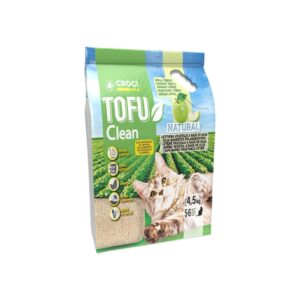 CROCI Tofu Clean Manzana Verde (4,5 kg) - Arena de Tofu Aglomerante para Gatos con Aroma a Manzana, Arena Vegetal de Soja, Bajo Polvo, Control de Olores