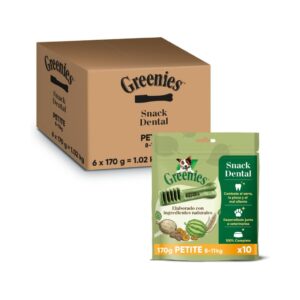 GREENIES - Petite (6x170 gr) - Snack Dental 100% Natural para Perros Pequeños de 8-11 kg de Todas las Edades (A partir de 6 Meses)
