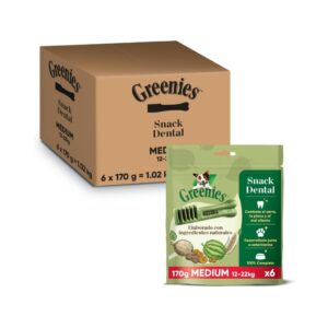 GREENIES - Petite (6x170 gr) - Snack Dental 100% Natural para Perros Medianos de 12-22 kg de Todas las Edades (A partir de 6 Meses)
