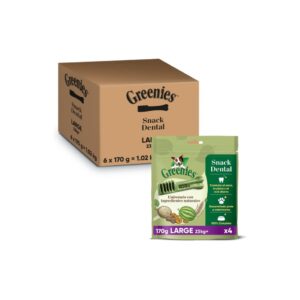 GREENIES - Petite (6x170 gr) - Snack Dental 100% Natural para Perros Grandes de +23 kg de Todas las Edades (A partir de 6 Meses)