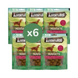PURINA - Adventuros (6x90 gr) - Snacks de Nuggets con Aroma a Jabalí para Perros