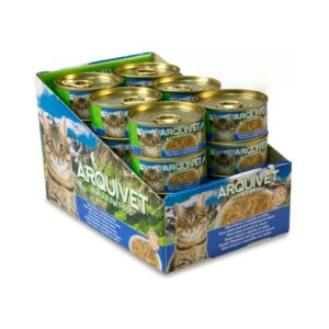 ARQUIVET - Comida Húmeda (24x80 gr) para Gatos Adultos en Salsa (Atún Blanco y Espadín)