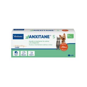 VIRBAC - Anxitane S (30 Comprimidos) - Alimento complementario Natural para Ayudar a calmar a tu Gato y Perro de Raza Pequeña (<10 kg)