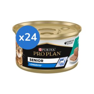 PRO PLAN - Senior Longevis (24x85 gr) - Comida Húmeda en Mousse para Gatos Senior 7+ (Atún)