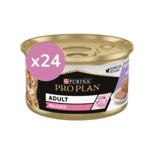 PRO PLAN - Adult Delicate (24x85 gr) - Comida Húmeda en Mousse para Gatos Adultos con Digestiones Sensibles (Pavo)