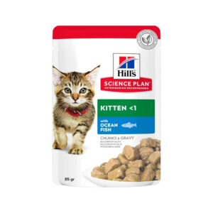 HILL'S - Science Plan (12x85 gr) - Alimento Completo en Comida Húmeda de Bocaditos en Salsa para Gatitos (Pescado Azul)