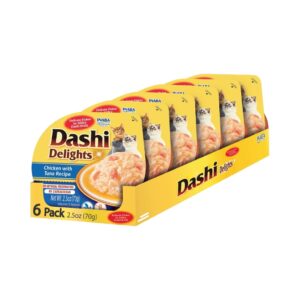 DASHI DELIGHTS (6x70 gr) - Alimento Complementario de Delicias para Gatos (Receta de Pollo con Atún)