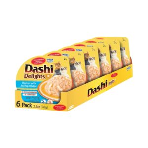 DASHI DELIGHTS (6x70 gr) - Alimento Complementario de Delicias para Gatos (Receta de Pollo con Vieiras)