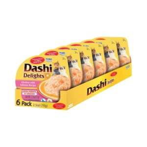 DASHI DELIGHTS (6x70 gr) - Alimento Complementario de Delicias para Gatos (Receta de Pollo con Salmón)