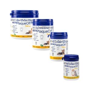 PLAQUEOFF - Pro Den (4 Tamaños) - Polvos para Perros y Gatos que Ayuda con el Mal Aliento, Sarro y Placa Dental