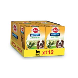 DENTASTIX - Daily Fresh - Snack Dental (112 Unidades) Frescor Diario para Perros Medianos (10-25 kg)