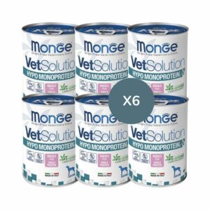 MONGE - VetSolution - Hypo Monoprotein (6x400 gr) - Para Perros Adultos para Reducir las Intolerancias a Ingredientes y Nutrientes de Cerdo