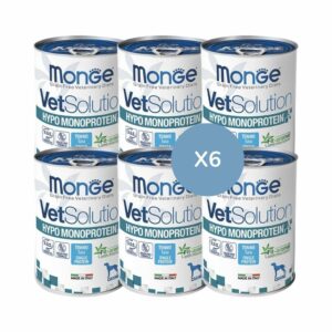 MONGE - VetSolution - Hypo Monoprotein (6x400 gr) - Para Perros Adultos para Reducir las Intolerancias a Ingredientes y Nutrientes de Atún
