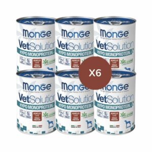 MONGE - VetSolution - Hypo Monoprotein (6x400 gr) - Para Perros Adultos para Reducir las Intolerancias a Ingredientes y Nutrientes de Cordero