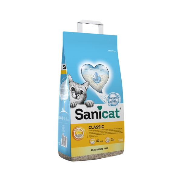 SANICAT - Classic Sin Perfume - Arena Mineral para Gatos de Sepiolita Natural Absorbente (2 Tamaños)