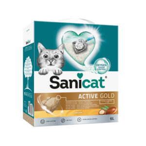 SANICAT - Active Gold Argan (6 Litros) - Arena aglomerante para Gatos Aceite de Argán