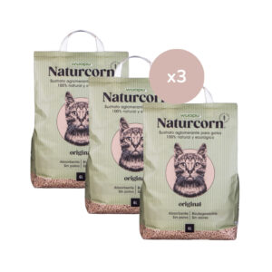 WUAPU - Arena (18 Litros) para Gatos Naturcorn (3 Bolsas de 6 Litros)