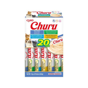 CHURU - Variedad de Atún (20x14 gr) - Caja de Snacks para Gatos (Atún, Atún con Pollo, Atún con Vieira y Atún con Queso)