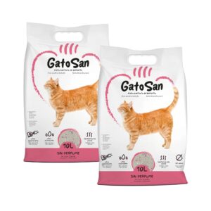 ICA - GatoSan (20 Litros) - Arena Aglomerante de Bentonita para Gatos Sin Perfume (2 Sacos de 10 Litros cada uno)