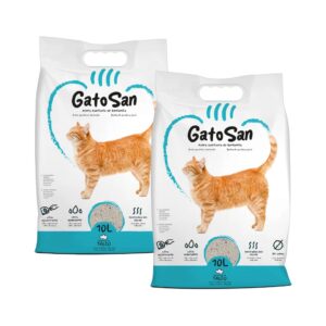 ICA - GatoSan (20 Litros) - Arena Aglomerante de Bentonita para Gatos con Aroma de Talco (2 Sacos de 10 Litros cada uno)
