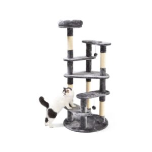 WUAPU - Seven (60x60x136 cm) - Rascador para Gatos 5 Niveles (Gris)