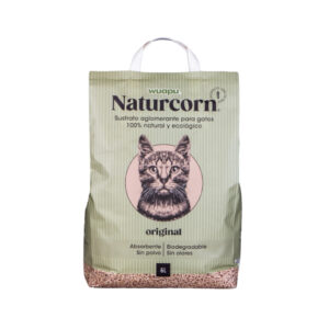 WUAPU - Naturcorn Original (6 Litros) - Sustrato Aglomerante para Gatos 100% Natural y Ecológico