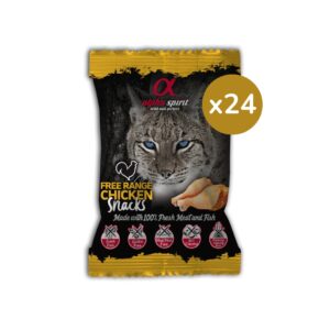 ALPHA SPIRIT - Snacks (24x50 gr) - Bolsitas con Taquitos para Gatos (Pollo, Pavo, Pato o Pescado)