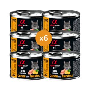 ALPHA SPIRIT - Pollo con Piña (6x200 gr) - Alimento Húmedo Completo en Paté para Gatos
