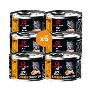 ALPHA SPIRIT - Pollo (6x200 gr) - Alimento Húmedo Completo en Paté para Gatos Esterilizados