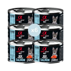 ALPHA SPIRIT - Salmón (6x200 gr) - Alimento Húmedo Completo en Paté para Gatitos