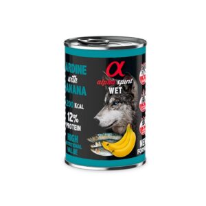 ALPHA SPIRIT Sardina con Plátano (400 gr) - Alimento Húmedo Completo en Paté Para Perros de Todas las Razas (A partir de 1 Año)