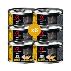 ALPHA SPIRIT - Conejo con Plátano (6x200 gr) - Alimento Húmedo Completo en Paté para Gatos