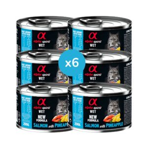 ALPHA SPIRIT - Salmón con Piña (6x200 gr) - Alimento Húmedo Completo en Paté para Gatos