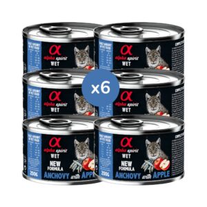 ALPHA SPIRIT - Boquerón con Manzana (6x200 gr) - Alimento Húmedo Completo en Paté para Gatos