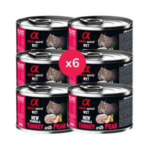 ALPHA SPIRIT - Pavo con Pera (6x200 gr) - Alimento Húmedo Completo en Paté para Gatos