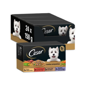CESAR - Recetas Campesinas (24x150 gr) - Comida Húmeda Completa para Perros en Salsa (Aves, Buey, Pavo y Cordero) Multipack (3x8x150 gr)