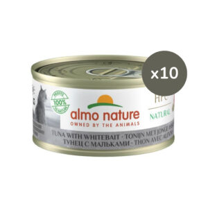 ALMO NATURE - HFC (Natural) Gatos - Atún con Anchoítas (10x70 gr) - Alimento Húmedo Complementario para Gatos (a partir de un año)