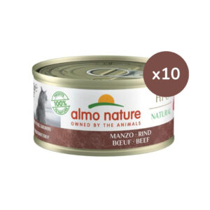 ALMO NATURE - HFC (Natural) Gatos - Carne de Res (10x70 gr) - Alimento Húmedo Complementario para Gatos (A partir de un año)