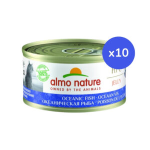 ALMO NATURE - HFC (Jelly) Gatos - Peces del Océano en Gelatina (10x70 gr) - Alimento húmedo complementario para Gatos a partir de un año