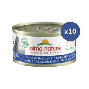 ALMO NATURE - HFC (Natural) Gatos - Atún con Almejas (10x70 gr) - Alimento Húmedo Complementario para Gatos (a partir de un año)
