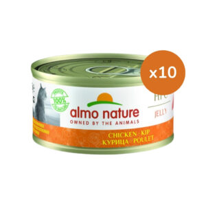 ALMO NATURE - HFC (Jelly) Gatos - Pollo en Gelatina (10x70 gr) - Alimento Húmedo Complementario para Gatos (a partir de un año)