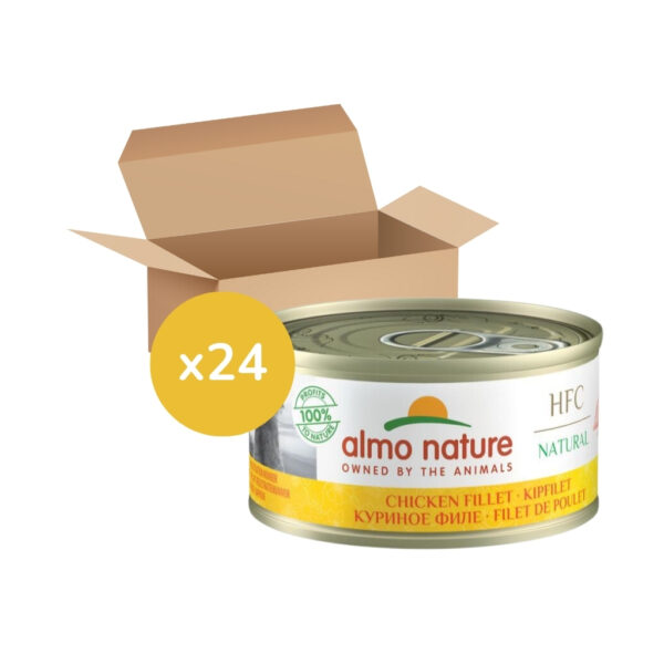 ALMO NATURE - HFC (Natural) Gatos - Filete de Pollo (24x70 gr) - Alimento Húmedo Complementario para Gatos (a partir de un año) **CADUCIDAD 17/04/2026**