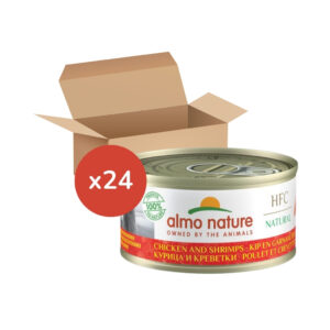 ALMO NATURE - HFC (Natural) Gatos - Pollo y Gambas (24x70 gr) - Alimento Húmedo Complementario para Gatos (a partir de un año)