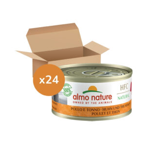 ALMO NATURE - HFC (Natural) Gatos - Pollo y Atún (24x70 gr) - Alimento Húmedo Complementario para Gatos (a partir de un año)