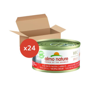 ALMO NATURE - HFC (Jelly) Gatos - Salmón con Zanahoria en Gelatina (24x70 gr) - Alimento Húmedo Complementario para Gatos (a partir de un año)