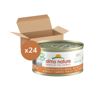 ALMO NATURE - HFC (Natural) Gatos - Pollo con Queso (24x70 gr) - Alimento Húmedo Complementario para Gatos (a partir de un año)