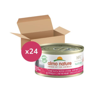 ALMO NATURE - HFC (Natural) Gatos - Pollo con Hígado (24x70 gr) - Alimento Húmedo Complementario para Gatos (A partir de un año)
