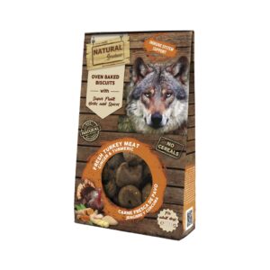 NATURAL GREATNESS - Galletas Horneadas (100 gr) de Carne Fresca de Pavo, Jengibre y Cúrcuma para Perros Adultos (Sistema Inmunológico)
